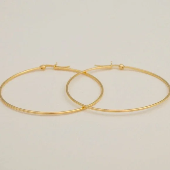 18K Gold Plated Large Hoop Earrings 50mm - Picture 7 of 8